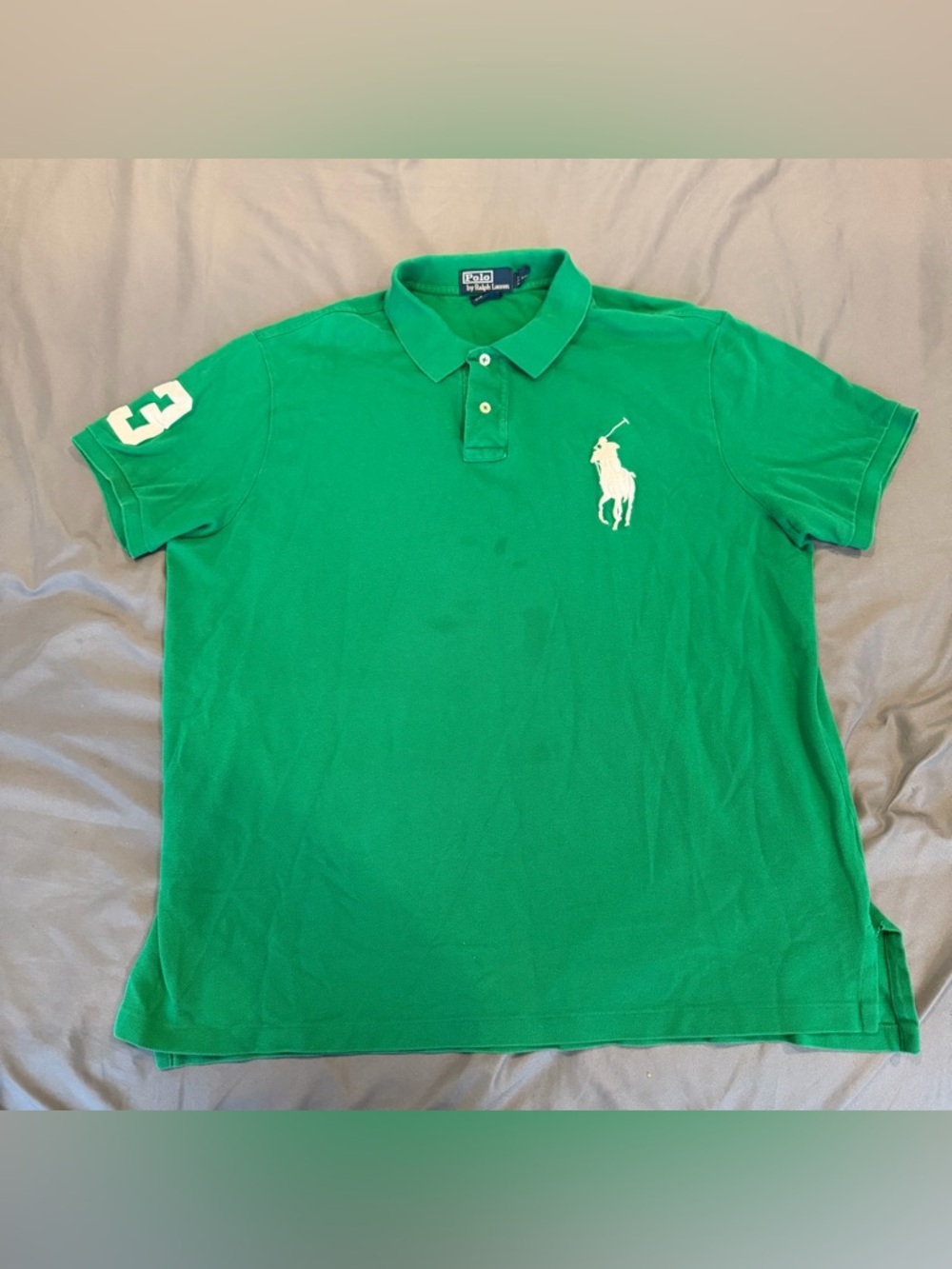 Ralph Lauren Polo Shirt Men’s XXL Custom Fit Green White Big Pony Rugby Style #3